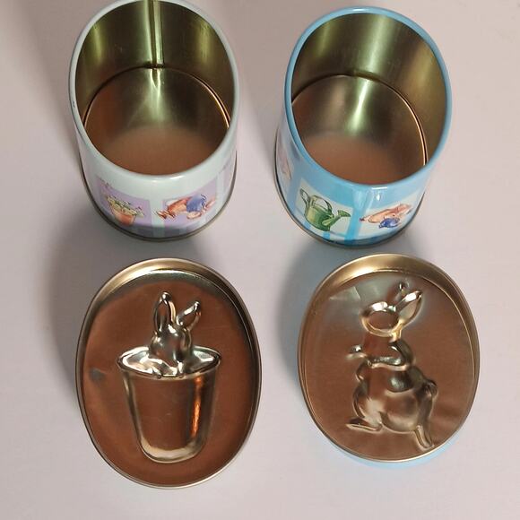 Lot of 2 Vintage Rabbit Frederick Warne & Co Tin Gift Box EMPTY Easter Bunny Lid - Picture 4 of 16